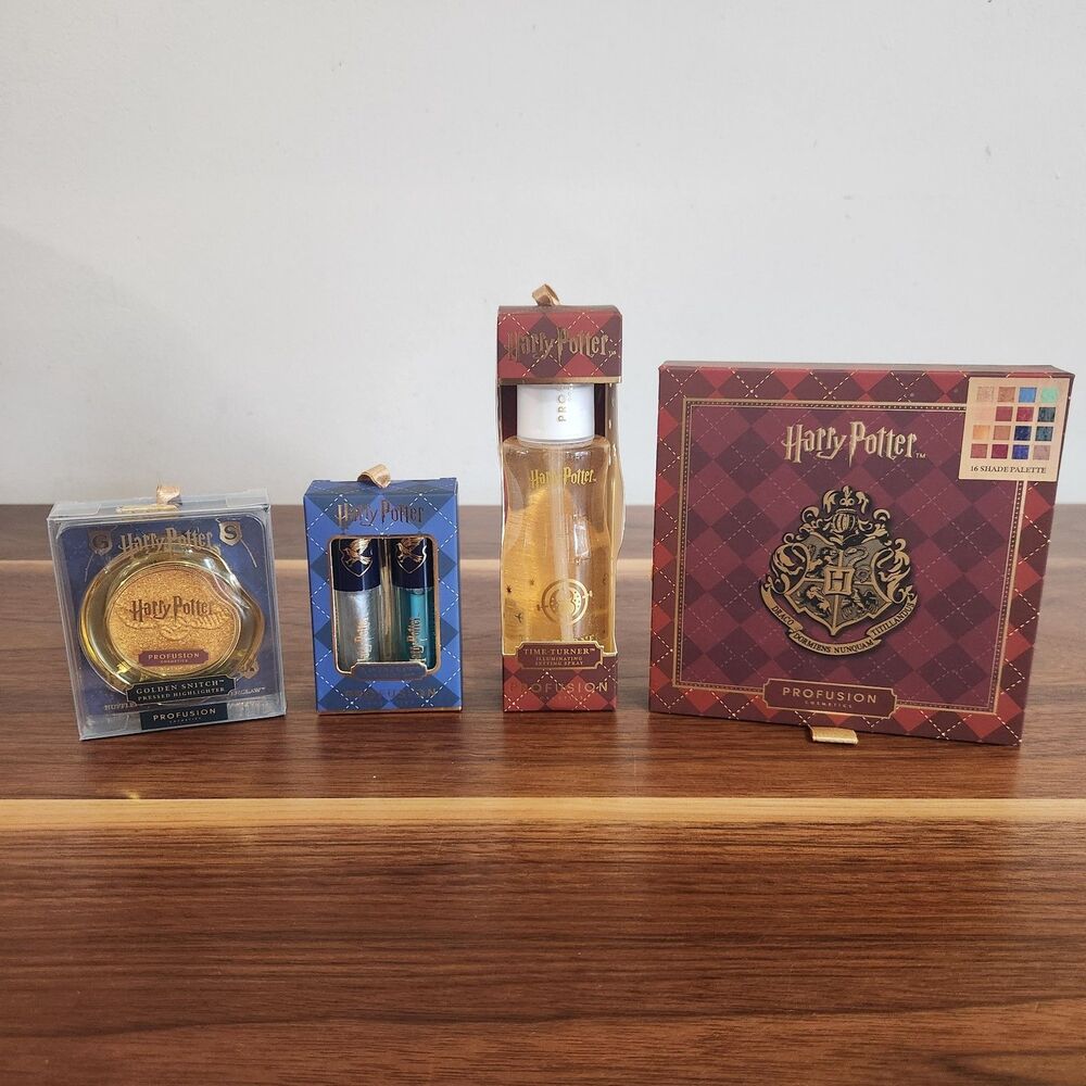 Profusion Harry Potter Holiday Makeup Lot of 4 Lip Oil Eyeshadow Setting Spray